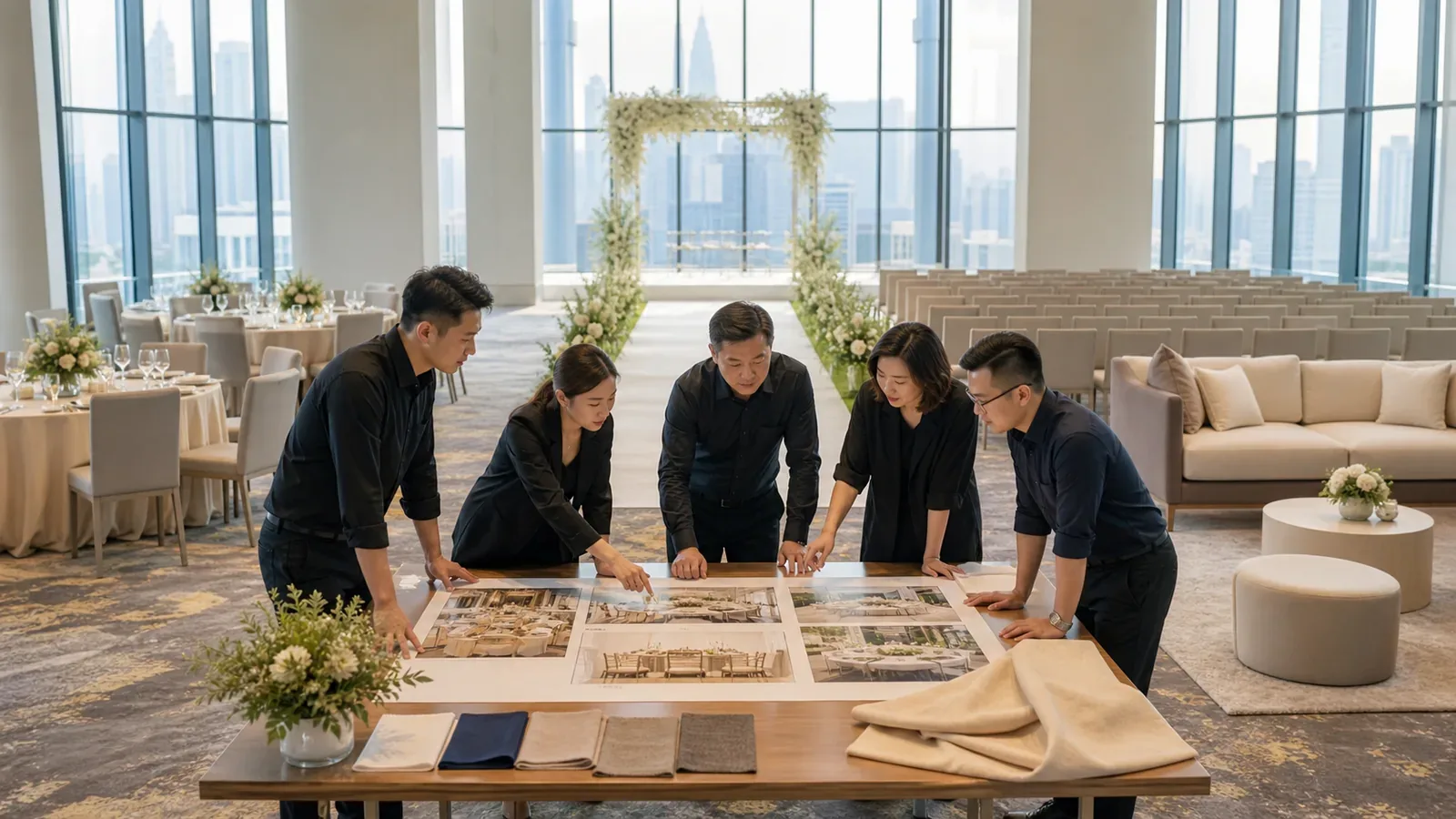 Furniture by event type — event furniture arranged and centred for an event setup