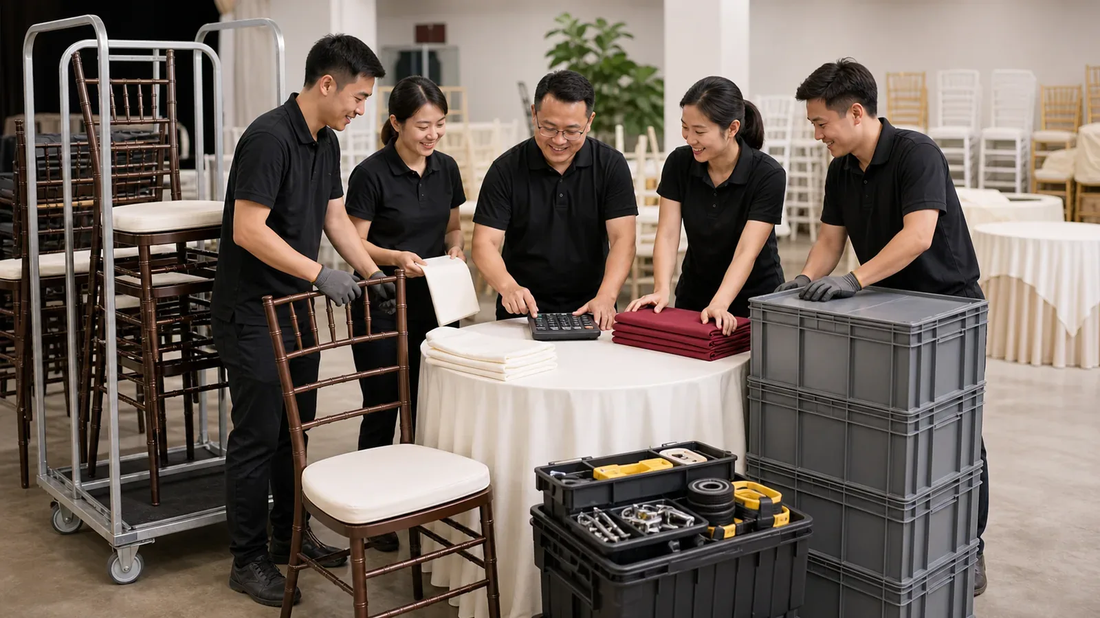 What affects event furniture rental prices in Malaysia — event furniture arranged and centred for an event setup